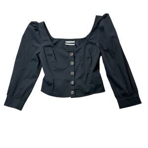 Urban Outfitters Black Crop Top Puff Sleeve Womens M 3/4 Sleeves